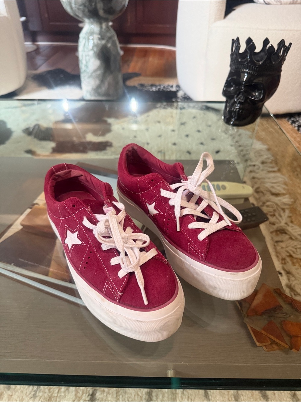 Converse Platform Magenta One-Star Sneakers with White Laces